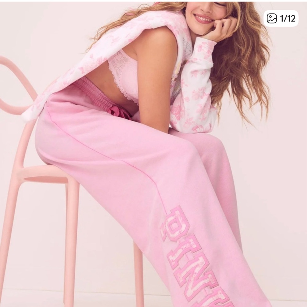 LoveShackFancy Blush Pink Lounge Pants